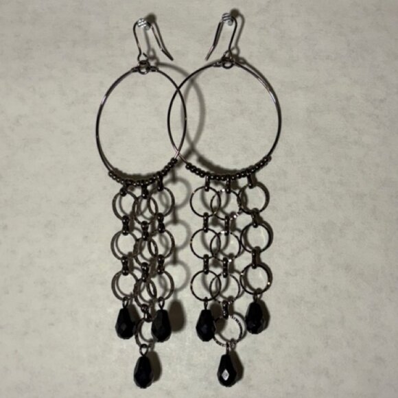 Formal Gunmetal Long Earrings from Express - Picture 1 of 7